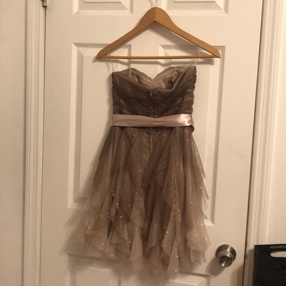 Short Strapless Glittery Prom Dress - Picture 2 of 3
